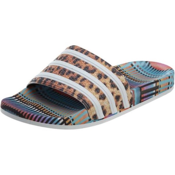 adidas adilette slides leopard